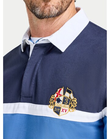 Raging Bull Chest Panel Rugby Shirt Navy