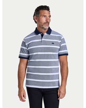 Raging Bull Birdseye Pique Stripe Polo Navy