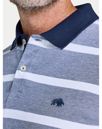 Raging Bull Birdseye Pique Stripe Polo Navy