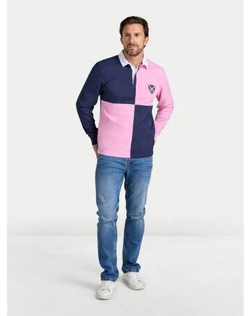 Raging Bull Harlequin Panel Rugby Shirt Pink