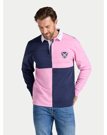 Raging Bull Harlequin Panel Rugby Shirt Pink