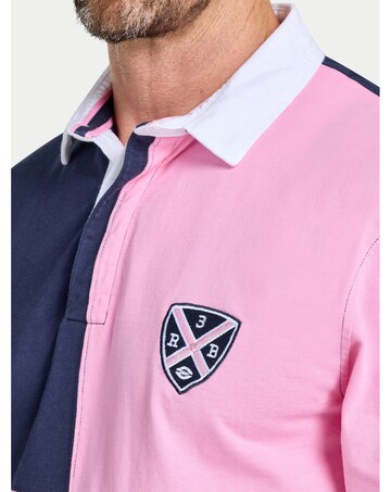 Raging Bull Harlequin Panel Rugby Shirt Pink