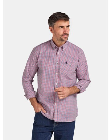 Raging Bull Long Sleeve Graph Check Poplin Shirt Red