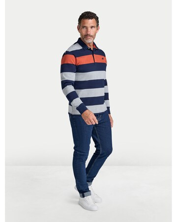 Raging Bull Marl Stripe Rugby Shirt Navy