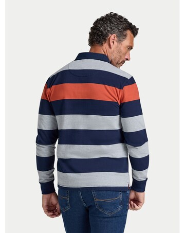 Raging Bull Marl Stripe Rugby Shirt Navy