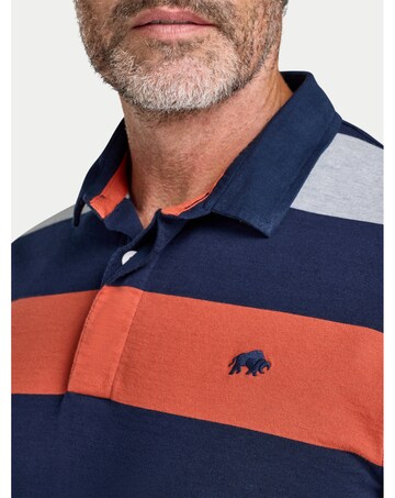 Raging Bull Marl Stripe Rugby Shirt Navy