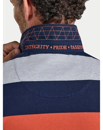 Raging Bull Marl Stripe Rugby Shirt Navy