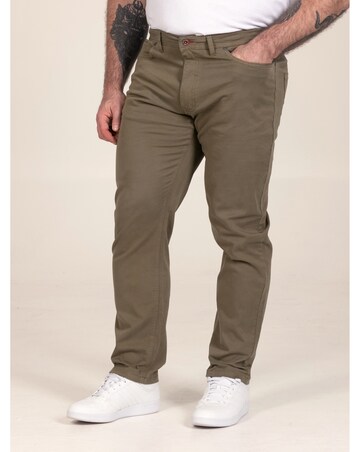 D555 Kelvin 3-Khaki Tapered Fit Five Pocket Stretch Chino With Peach Finish