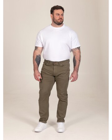 D555 Kelvin 3-Khaki Tapered Fit Five Pocket Stretch Chino With Peach Finish