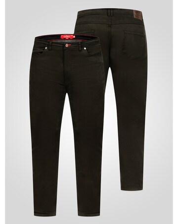 D555 Kelvin 4-Black Tapered Fit Five Pocket Stretch Chino With Peach Finish