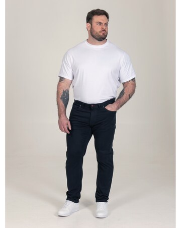D555 Kelvin 2-Navy Tapered Fit Five Pocket Stretch Twill Chino With Peach Finish