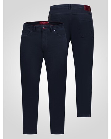 D555 Kelvin 2-Navy Tapered Fit Five Pocket Stretch Twill Chino With Peach Finish