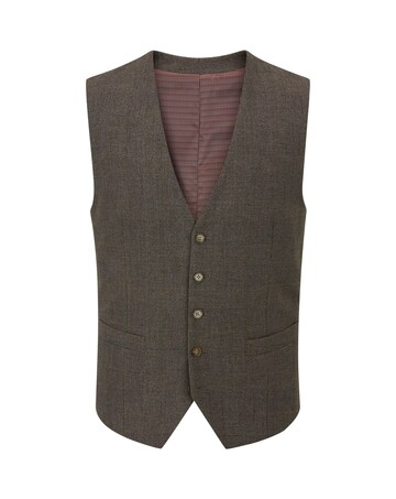 Skopes Heller Brown Check Suit Waistcoat