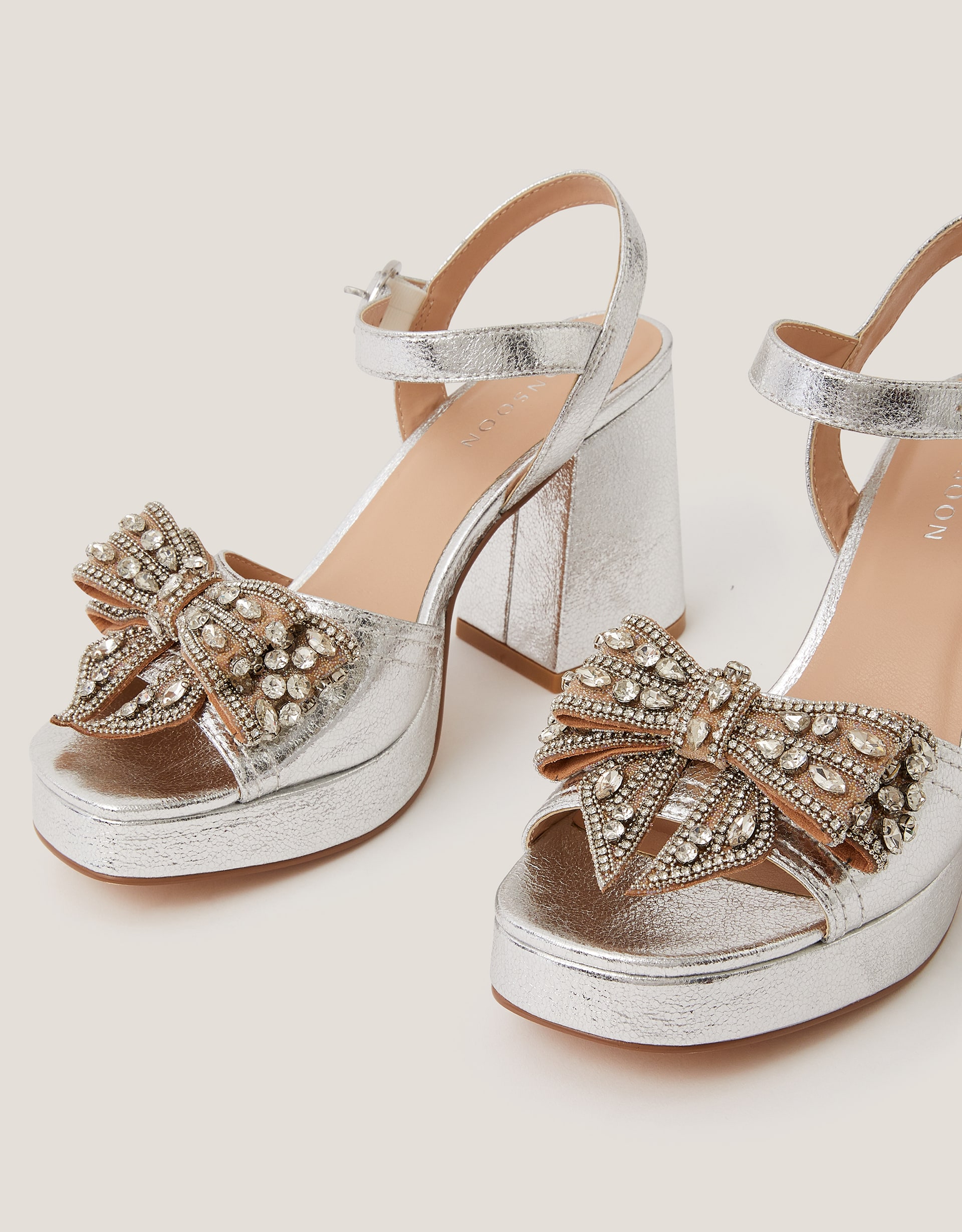 Monsoon Arla Jewel Bow Platform Heels