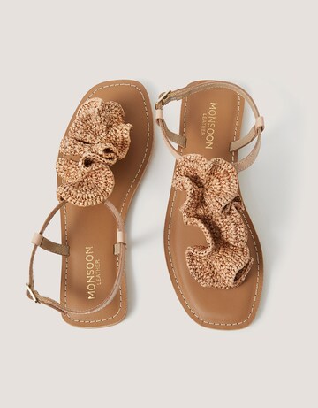 Monsoon Rosa Raffia Leather Sandals
