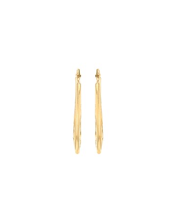 9ct Gold Patterned Oval Creole Earrings