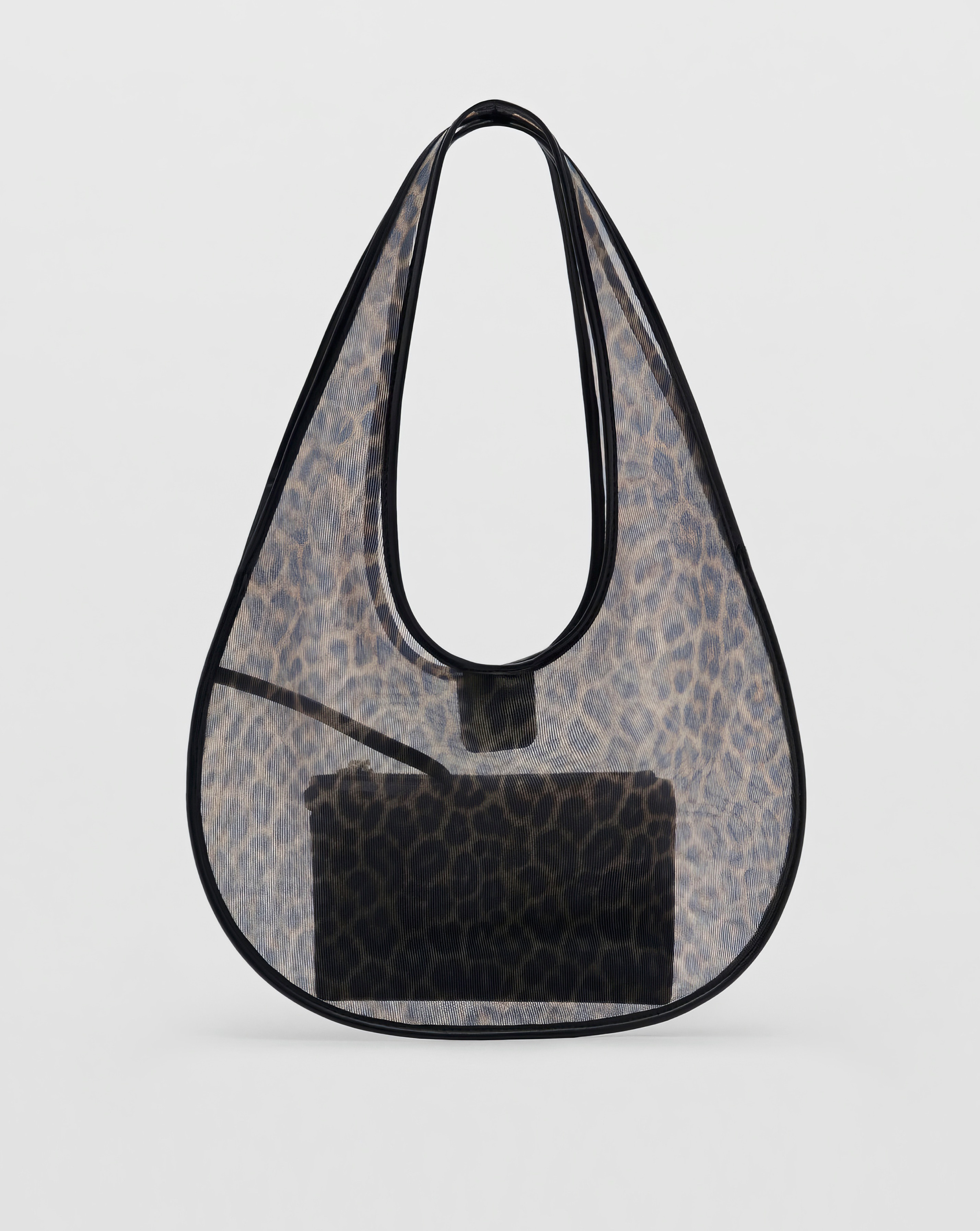 Mango Leopard Print Mesh Shoulder Bag