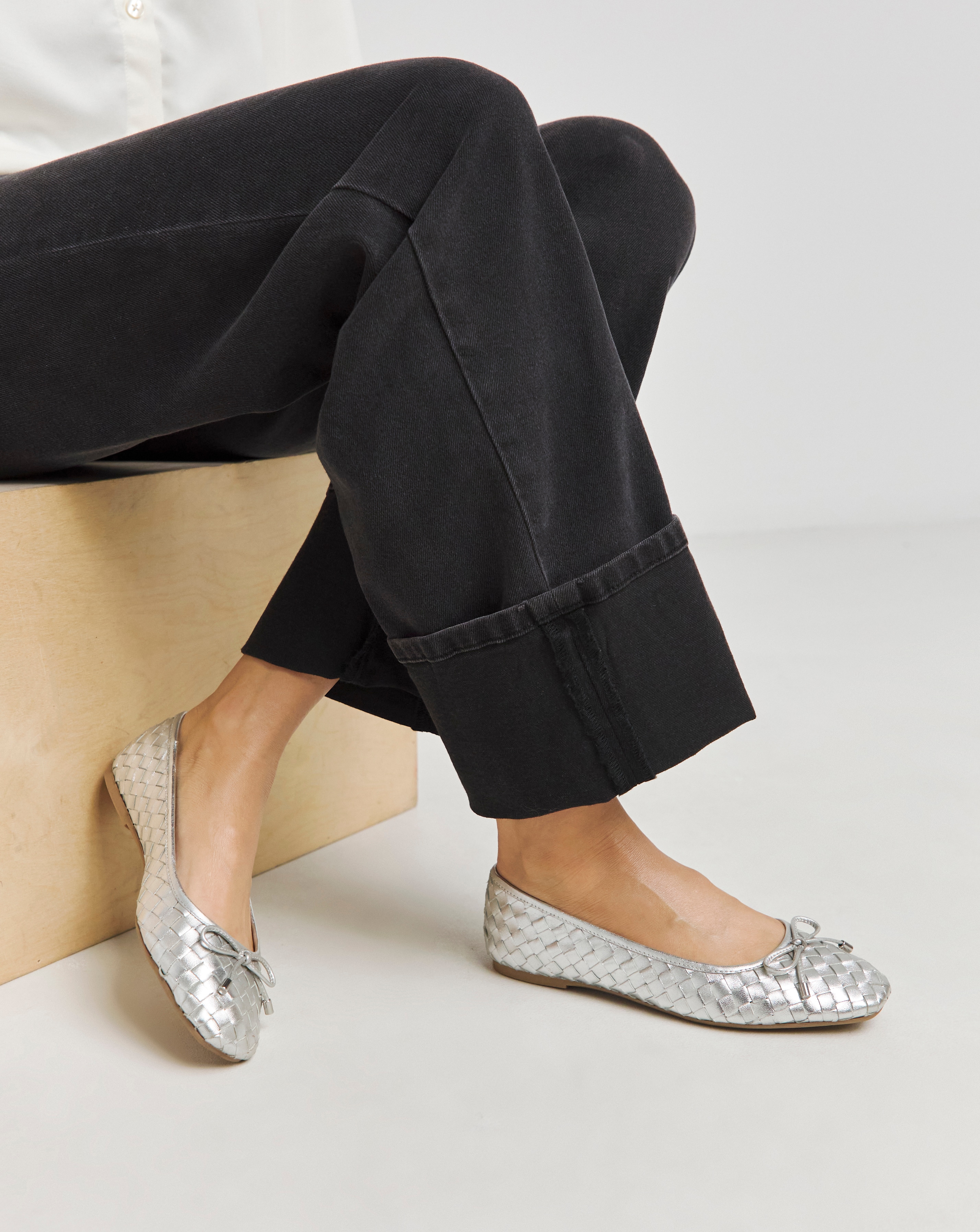 Woven Leather Ballerina Wide