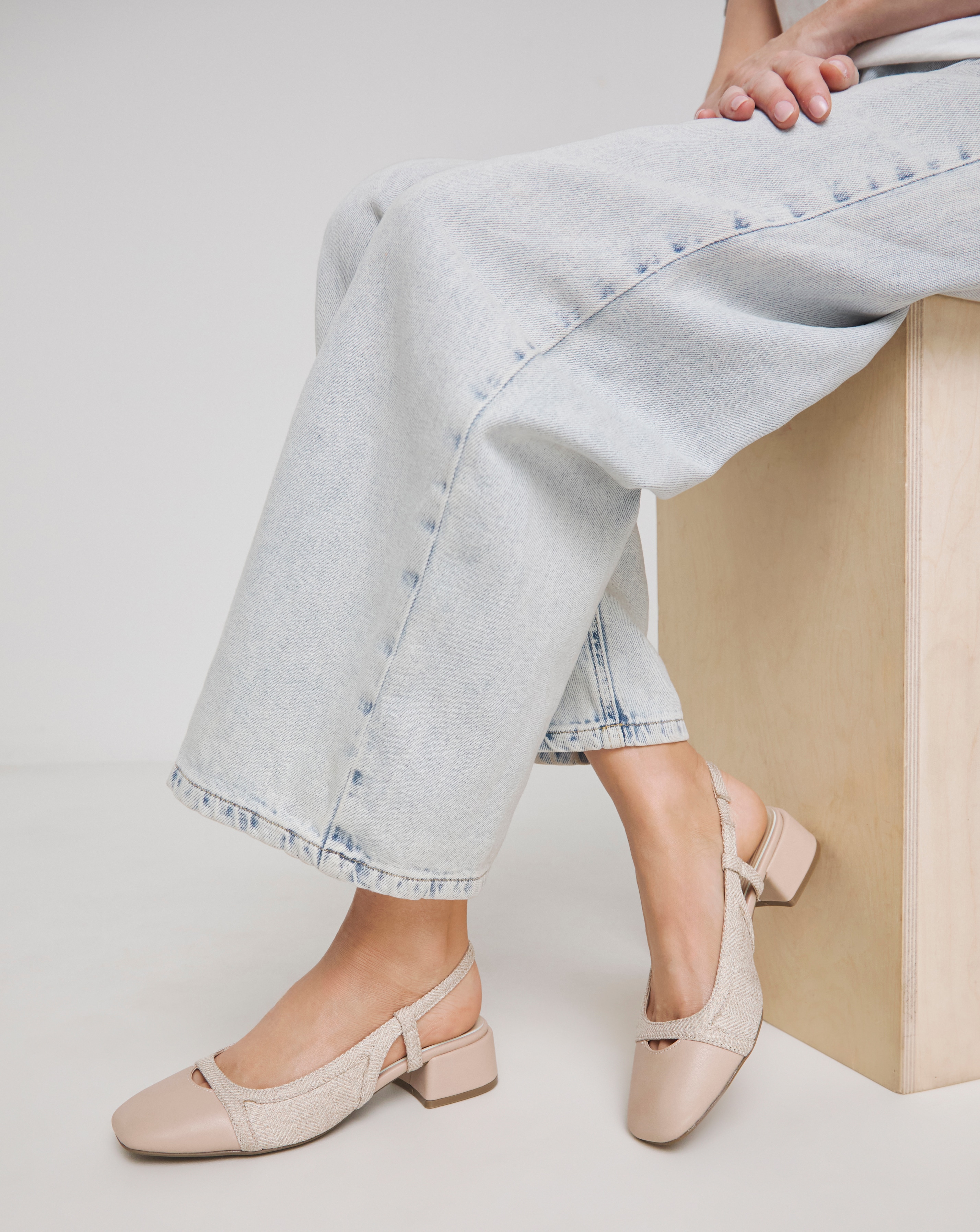 Block Heel Slingback Shoe Wide Fit