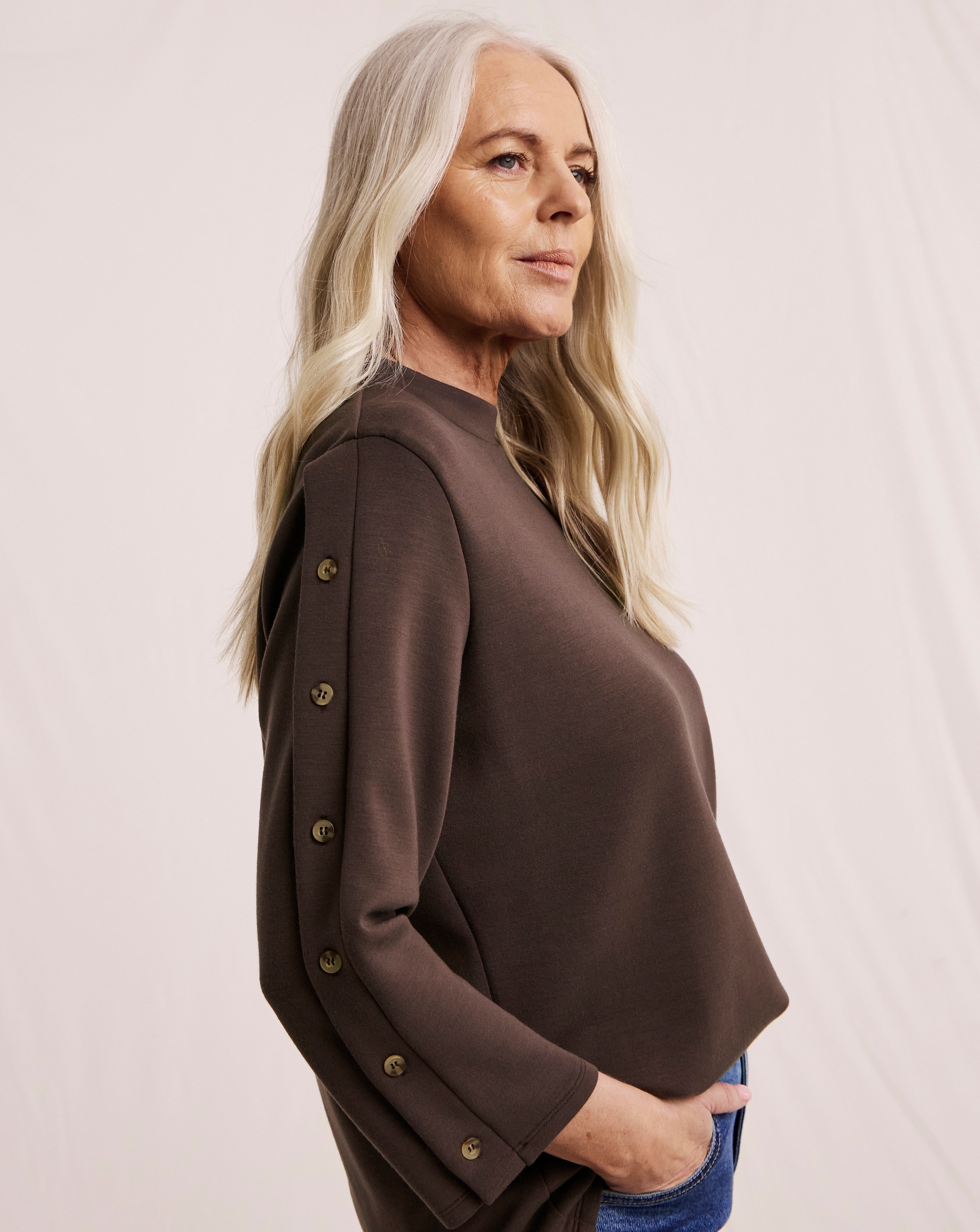 Julipa Button Sleeve Sweatshirt