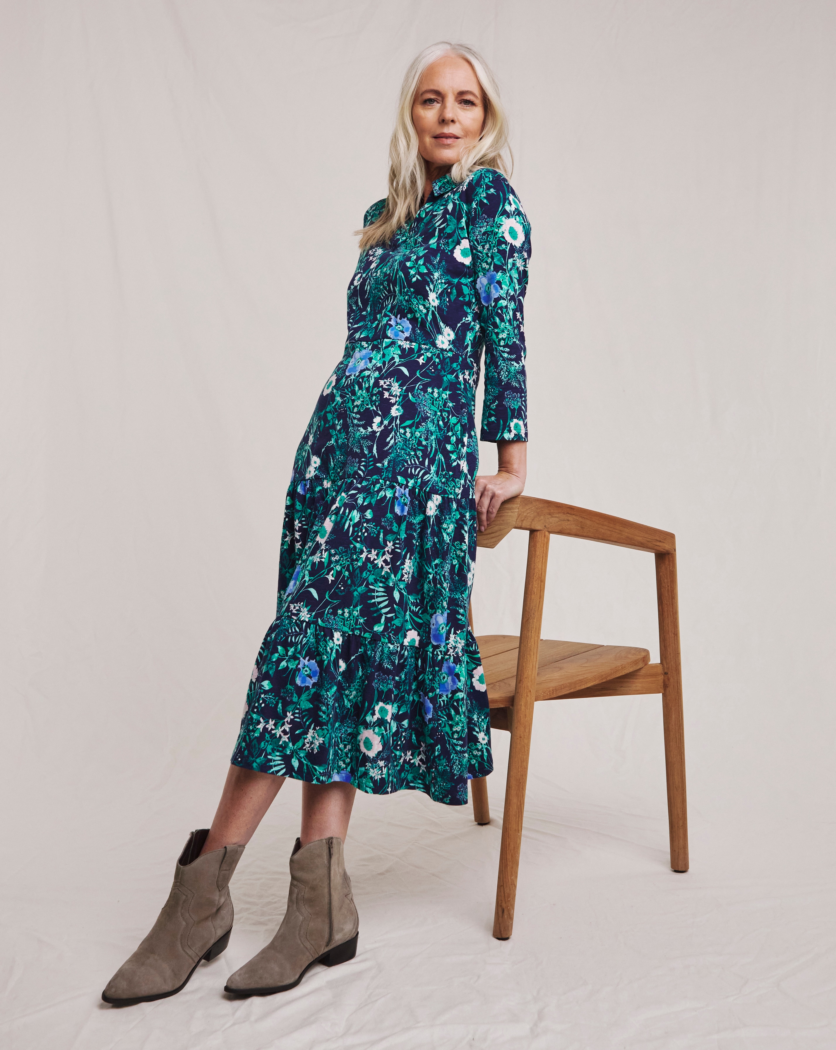 Julipa Pure Cotton Tiered Midi Dress