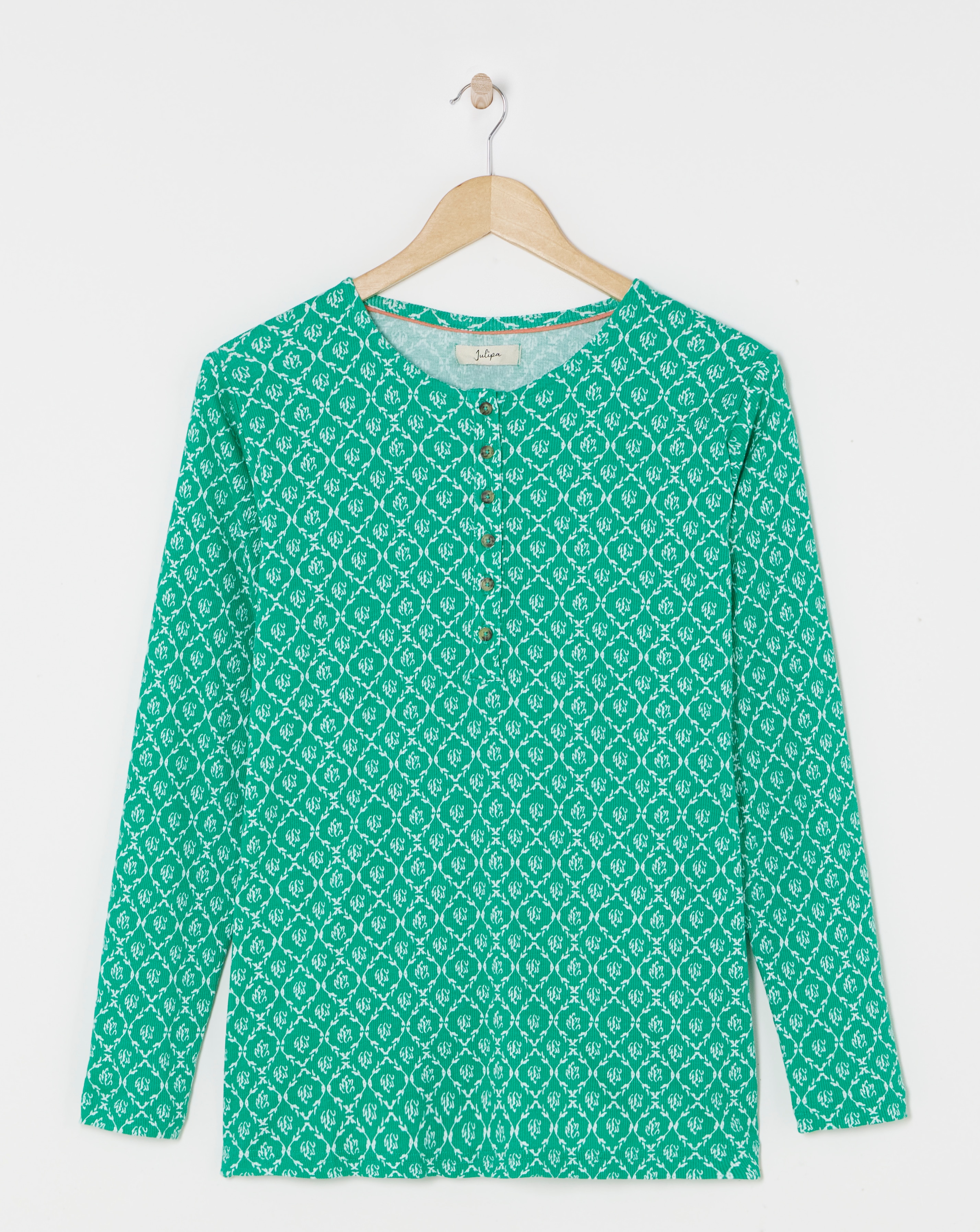 Julipa Pure Cotton Ribbed Henley Top