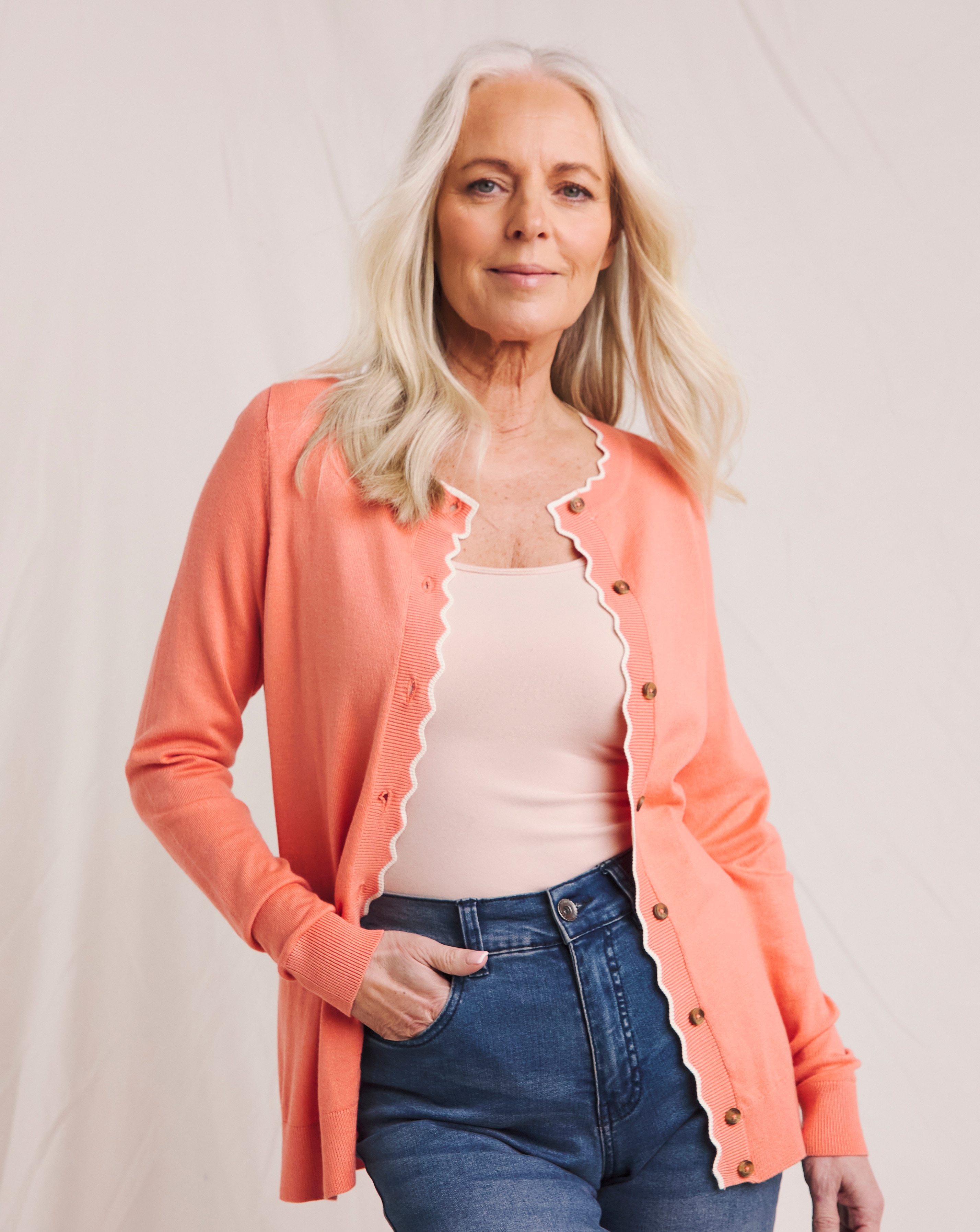 Julipa Scalloped Button Down Cardigan