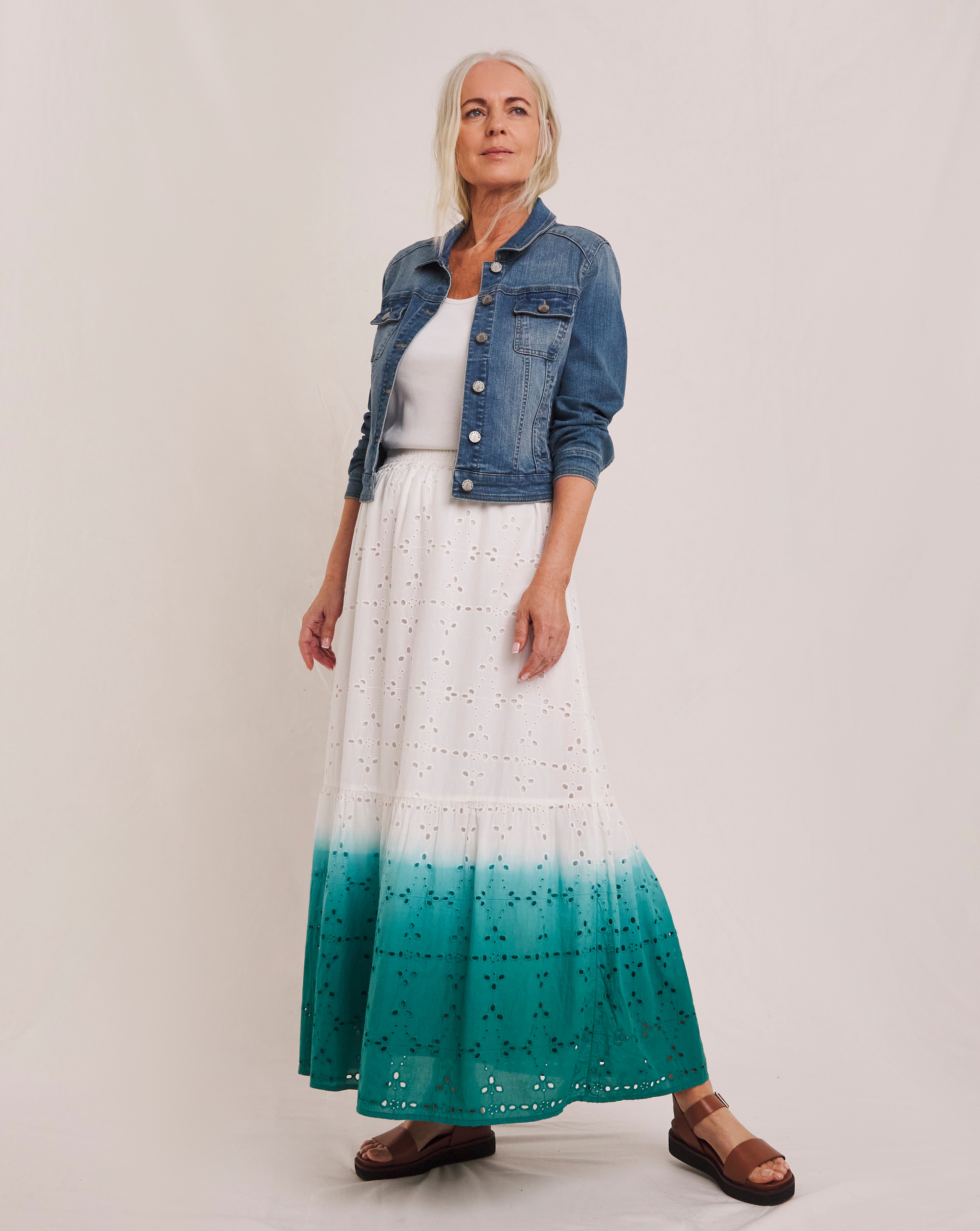 Julipa Ombre Pure Cotton Broderie Skirt