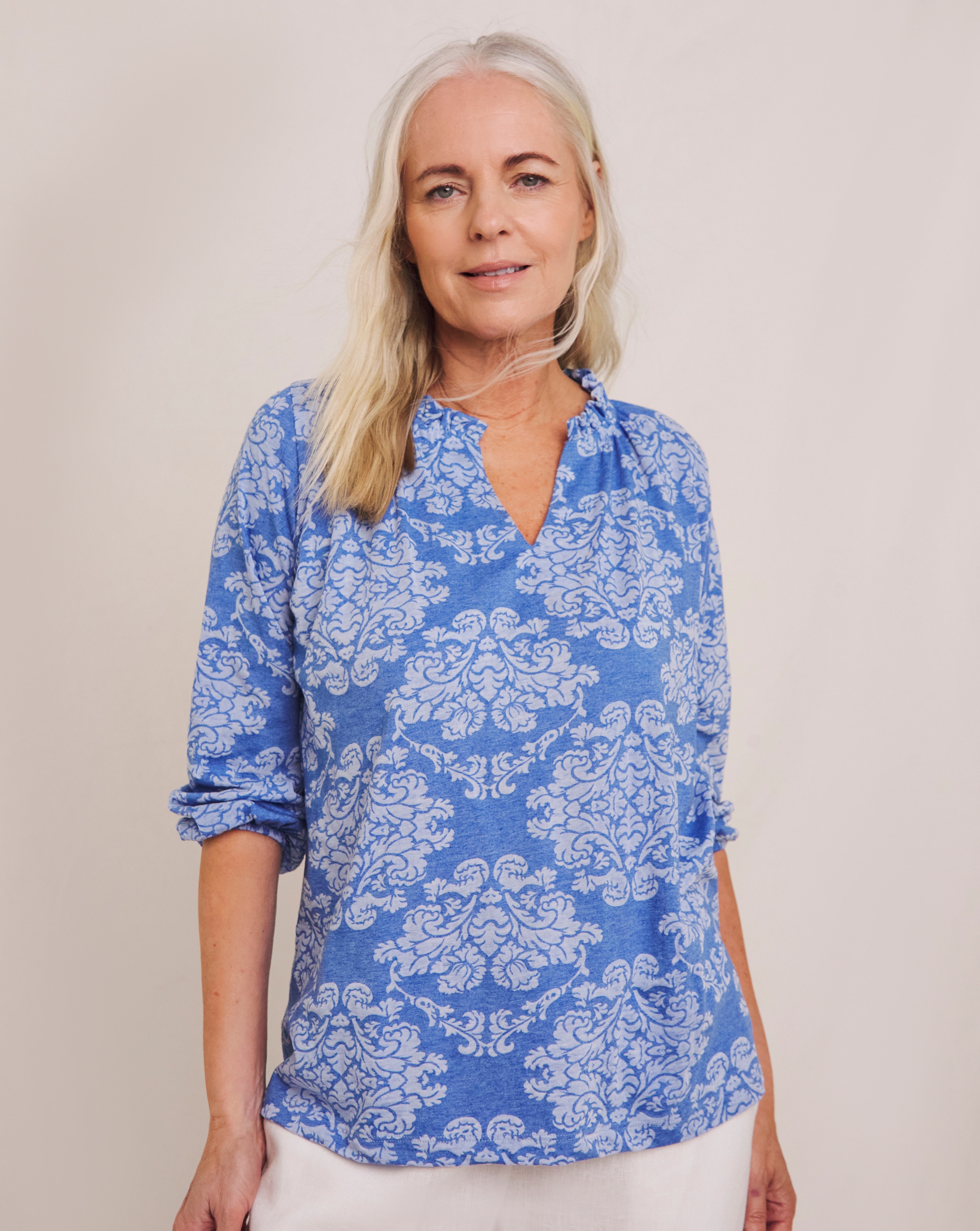 Julipa Blue Burn Out Jersey Top