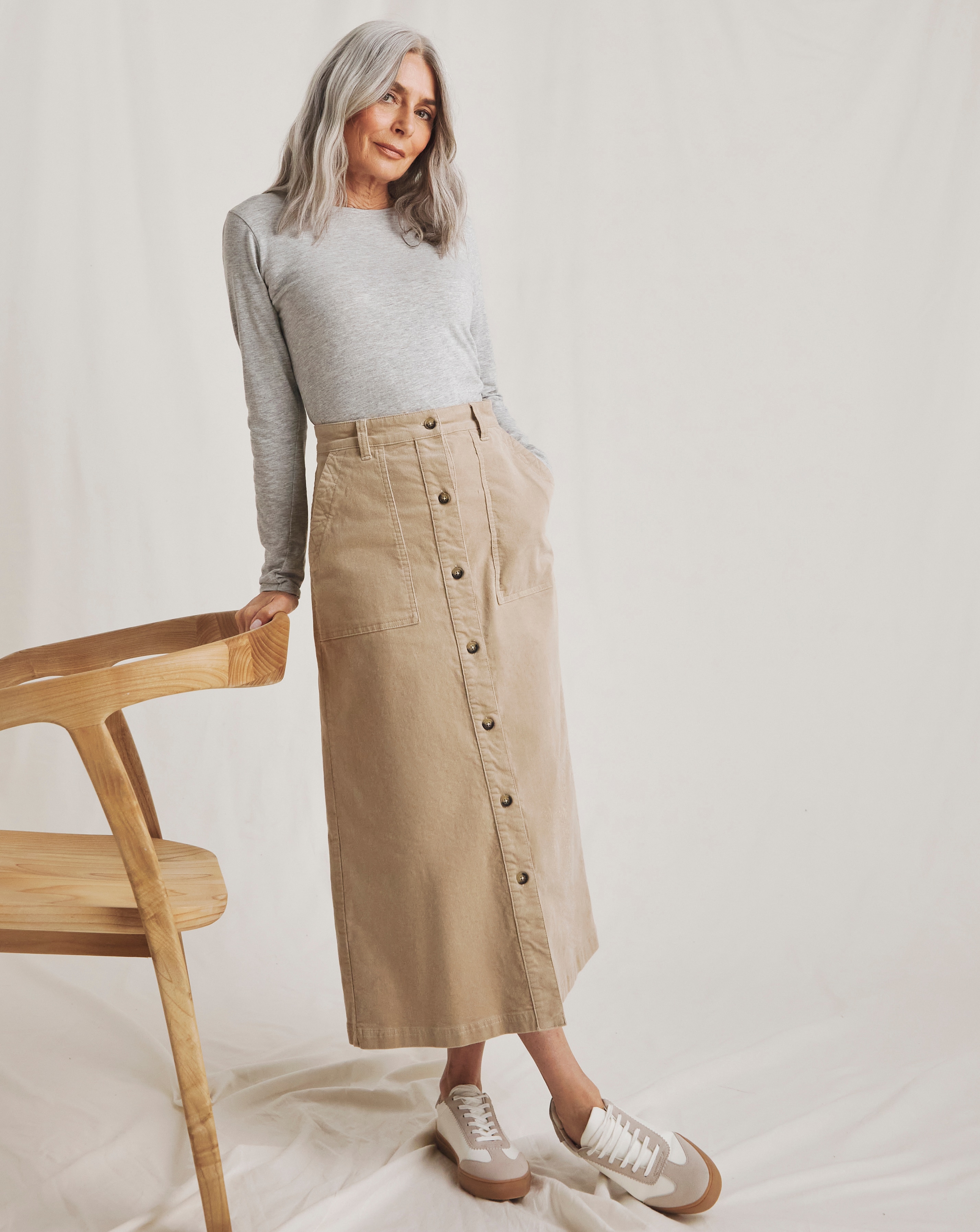 Julipa Pure Cotton Stretch Cord Skirt
