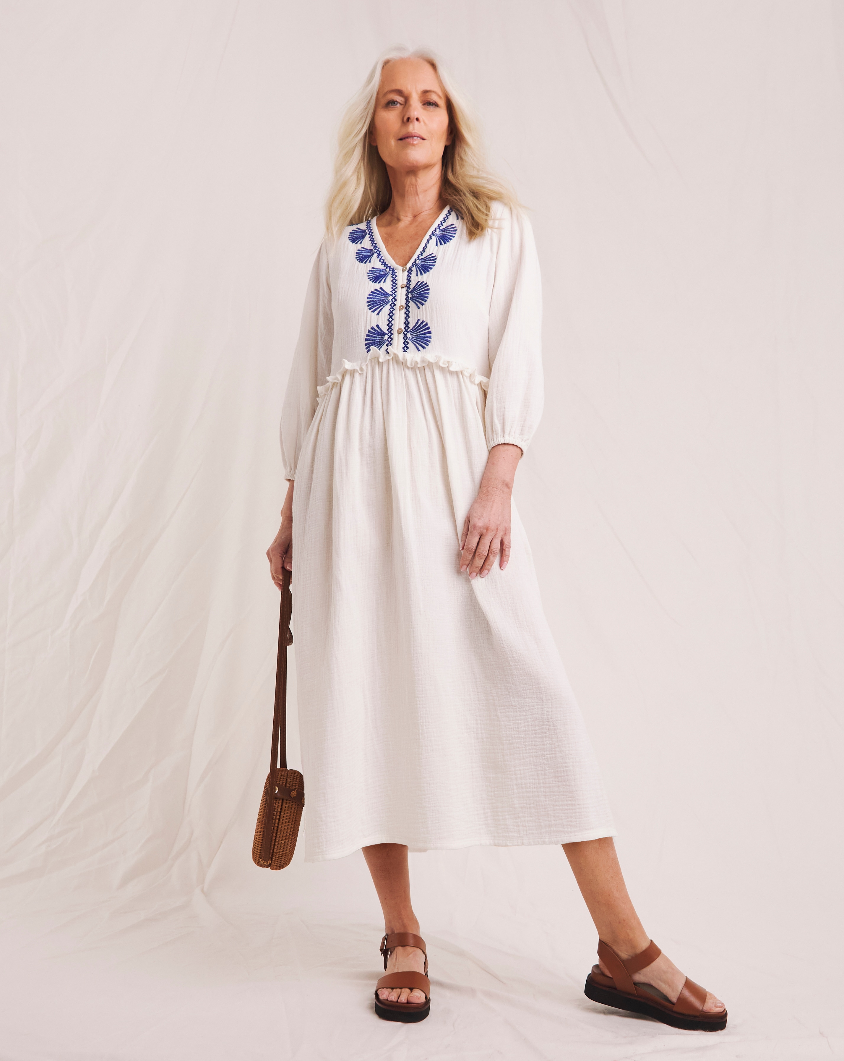 Julipa Pure Cotton Textured Midi Dress