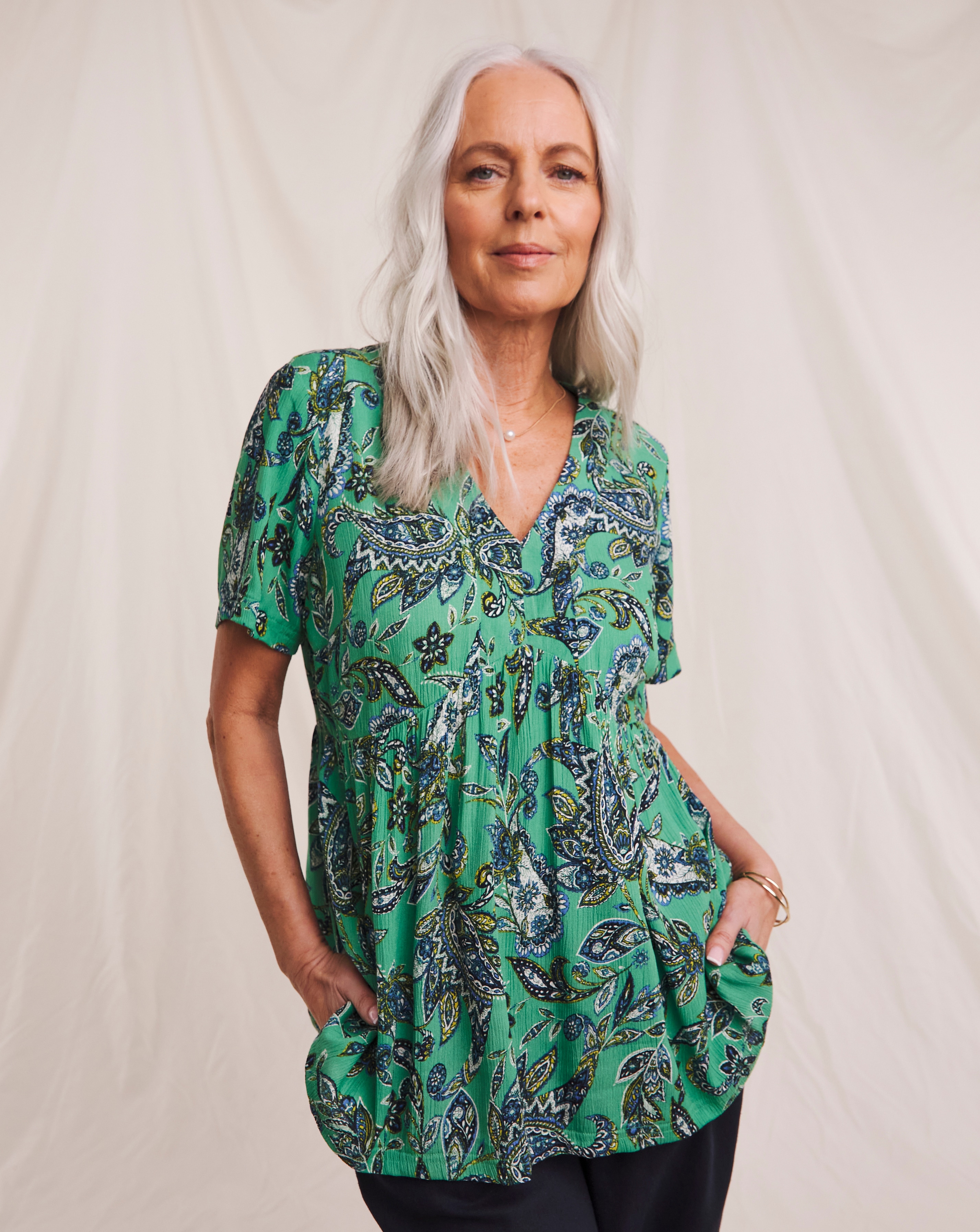 Julipa Textured Crinkle Printed Blouse