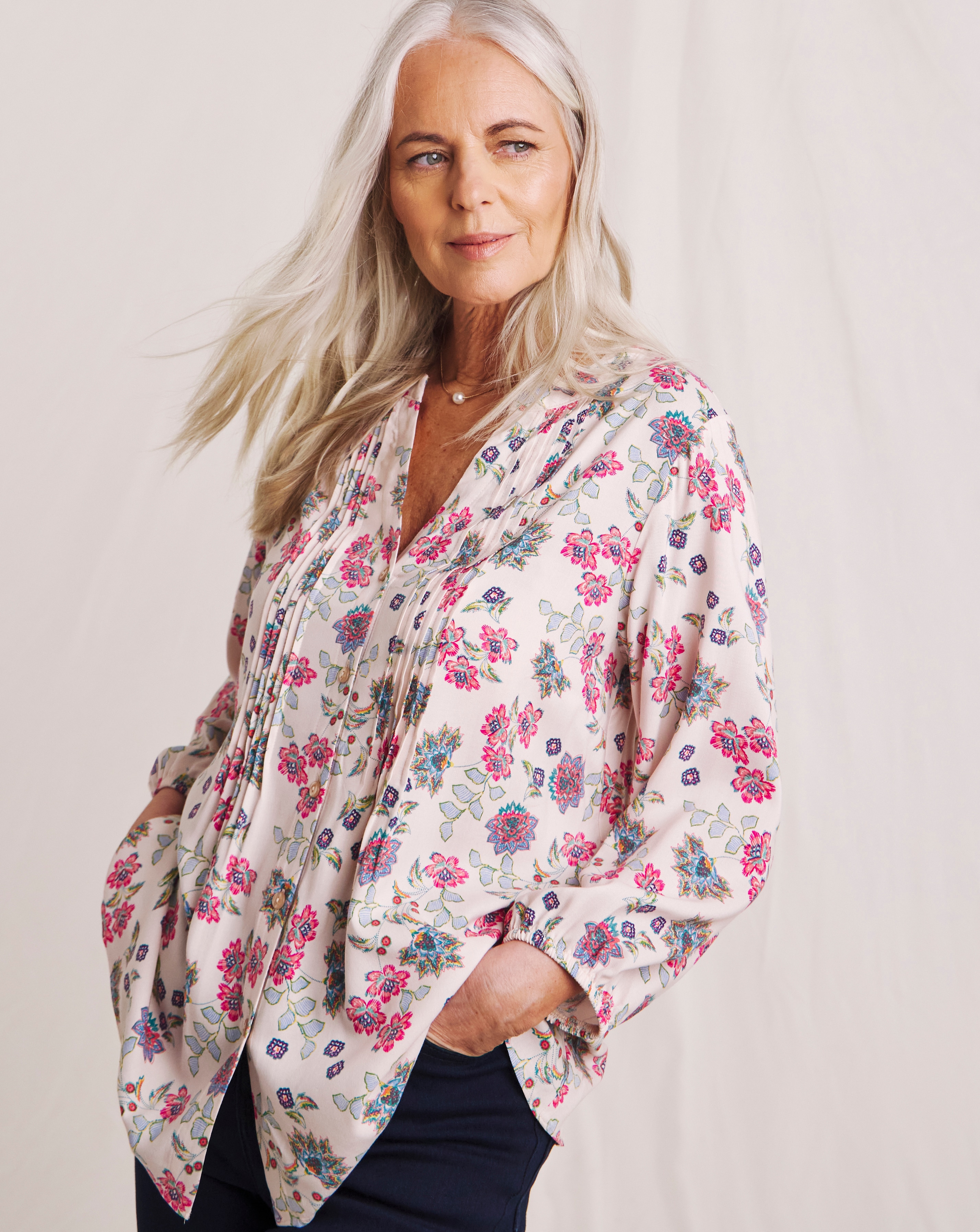 Julipa Printed Pintuck Blouse