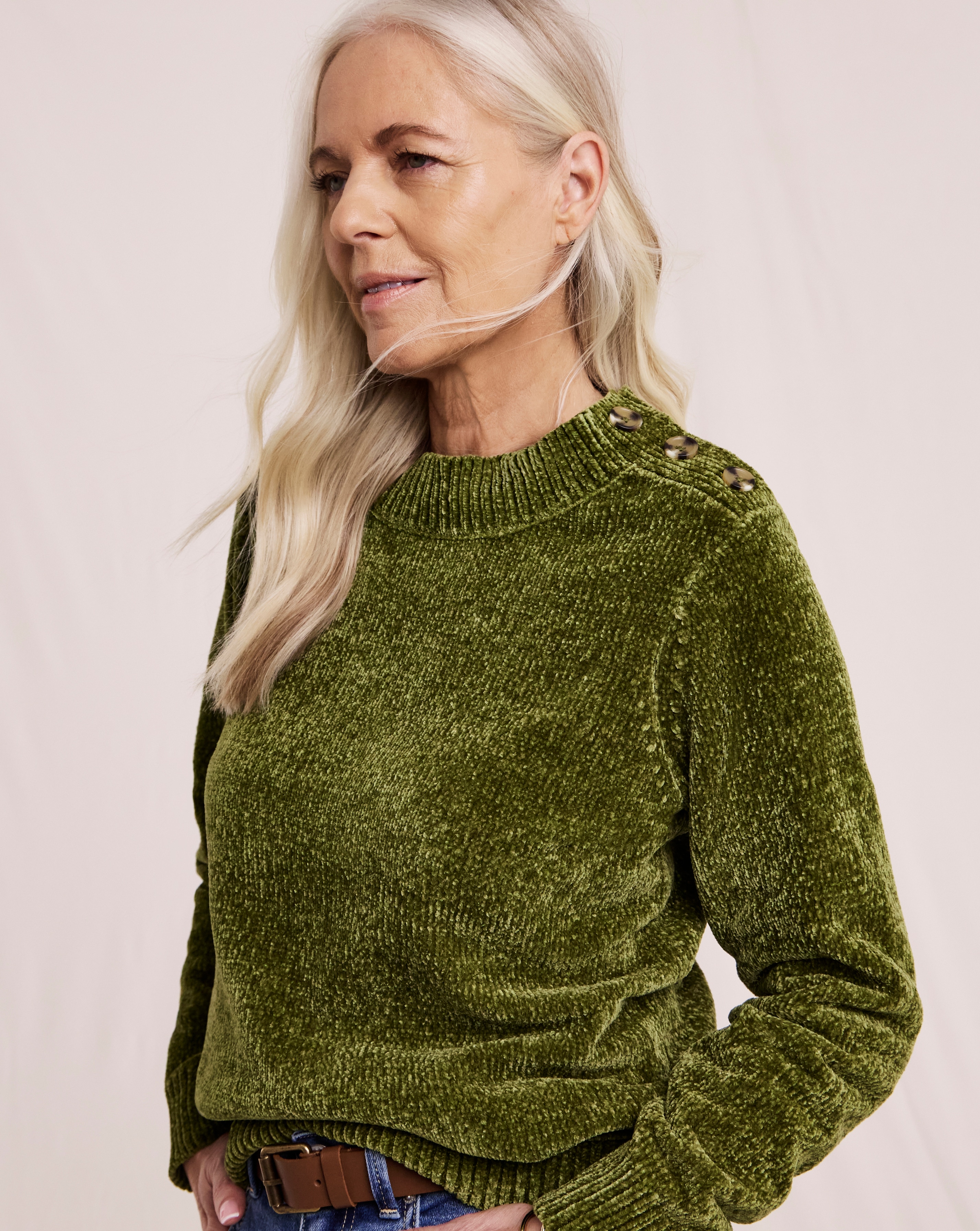 Julipa Button Neck Chenille Jumper