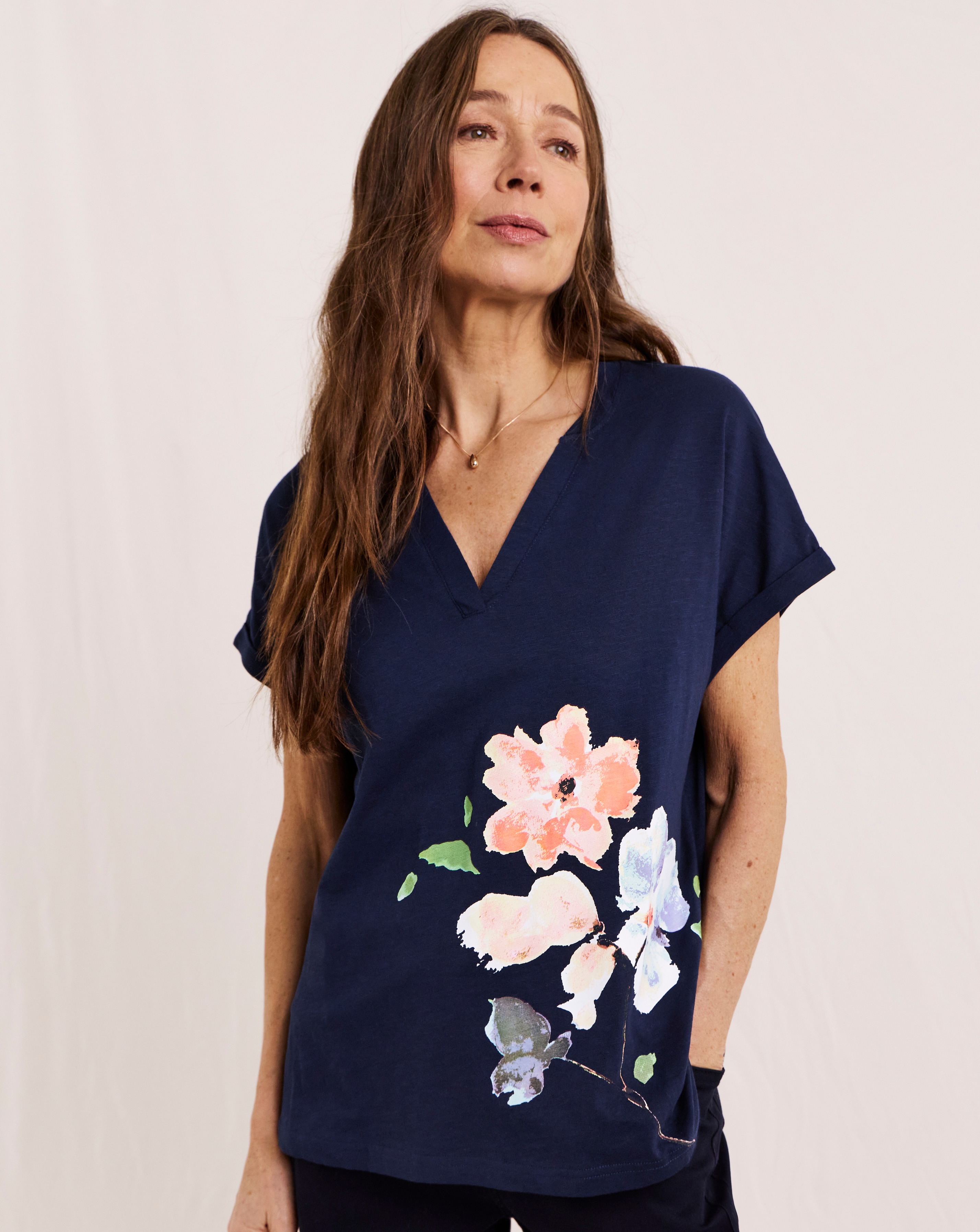 Julipa Notch Neck Cotton T-shirt