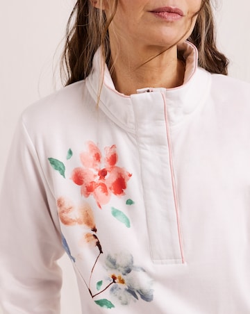 Julipa Printed Button Neck Sweatshirt