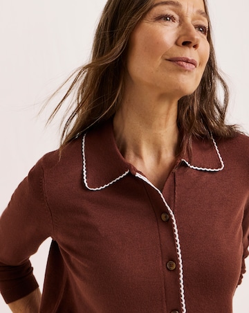 Julipa Scallop Trim Button Down Cardigan