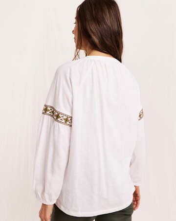 Julipa Embroidered Tie Front Jersey Blouse