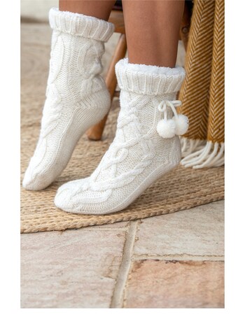 Pour Moi Cosy Cable Knit Lined Slipper Sock