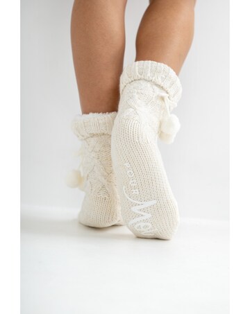 Pour Moi Cosy Cable Knit Lined Slipper Sock