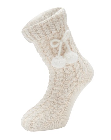 Pour Moi Cosy Cable Knit Lined Slipper Sock