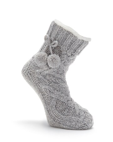 Pour Moi Cosy Cable Knit Lined Slipper Sock