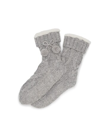 Pour Moi Cosy Cable Knit Lined Slipper Sock