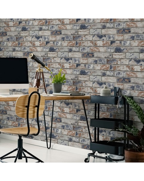Fresco Navy/Red Brick Wallpaper