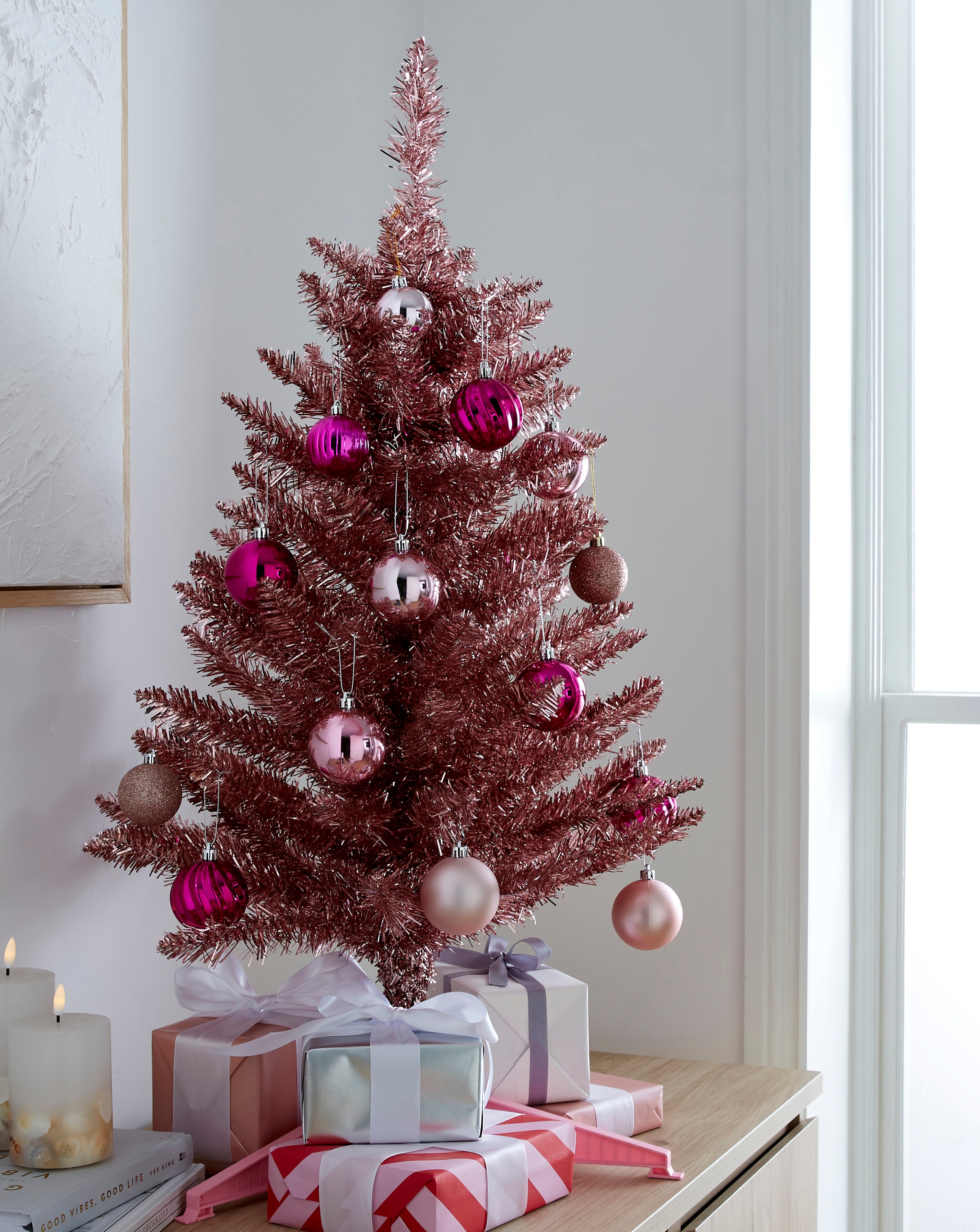 Pink 3ft Tinsel Christmas Tree