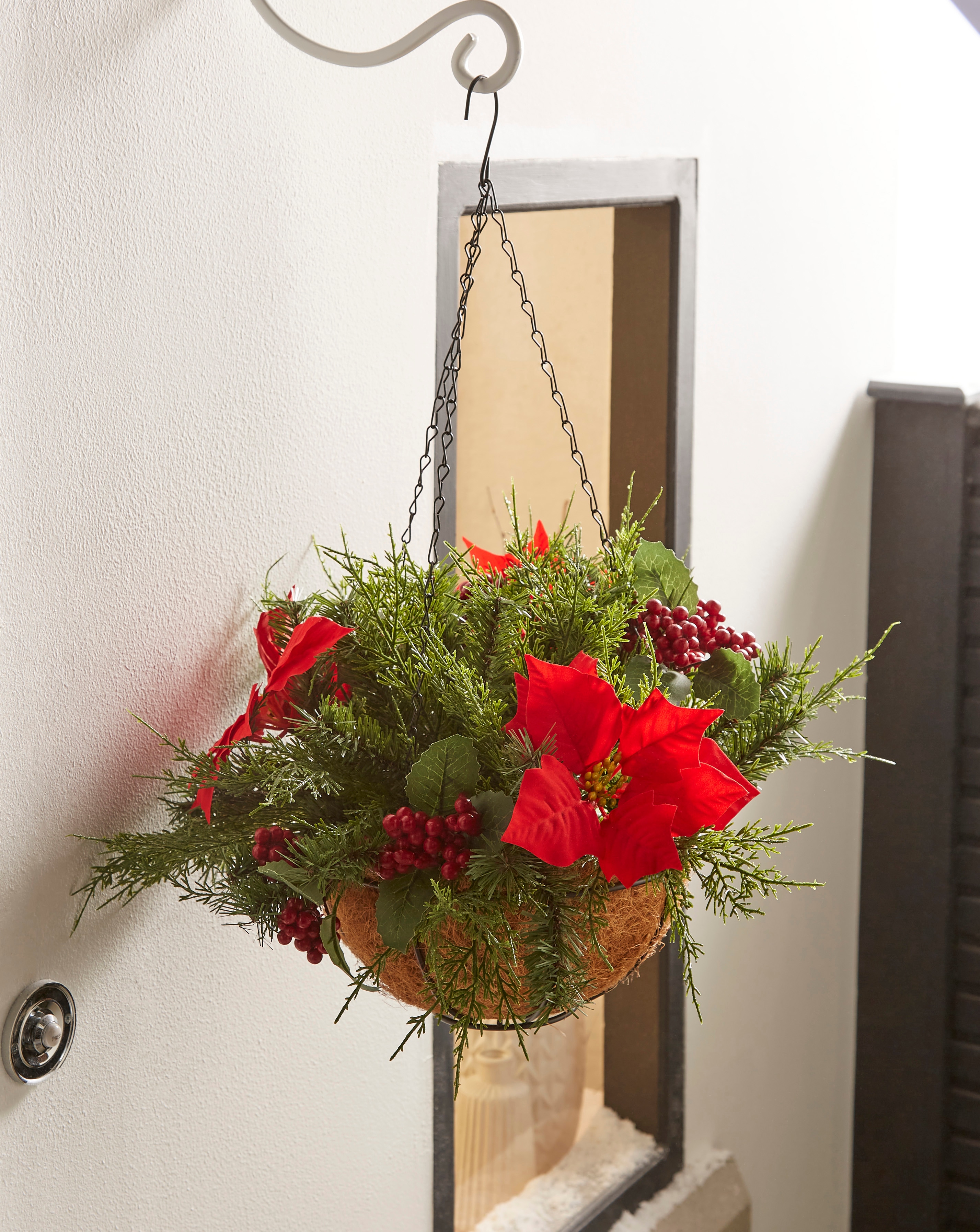 Christmas Poinsettia Hanging Basket