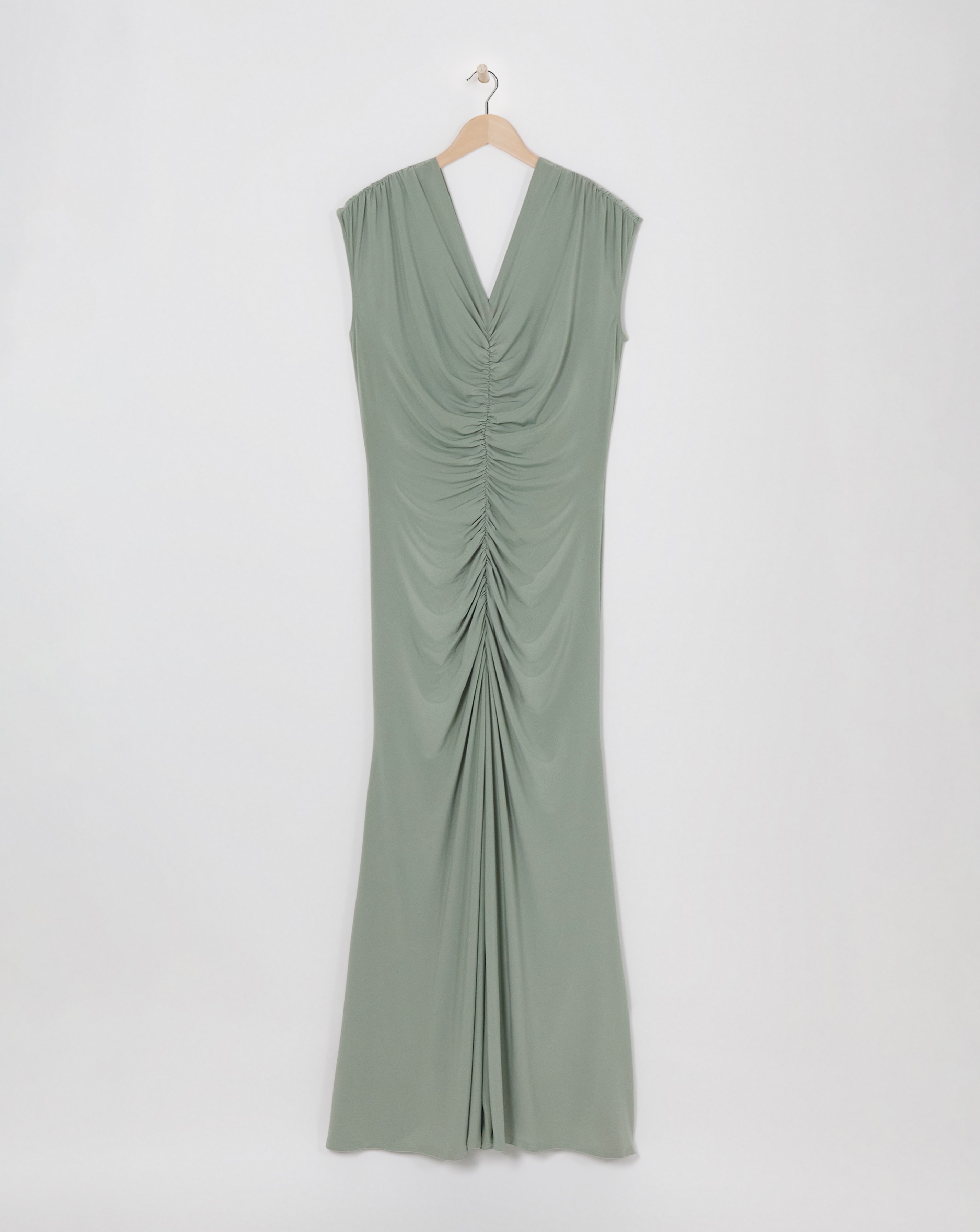 Sage Ruched Bridesmaid Dress