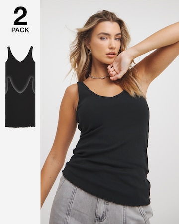 Simply Be Black & Black 2 Pack Pure Cotton Multiwear Vest