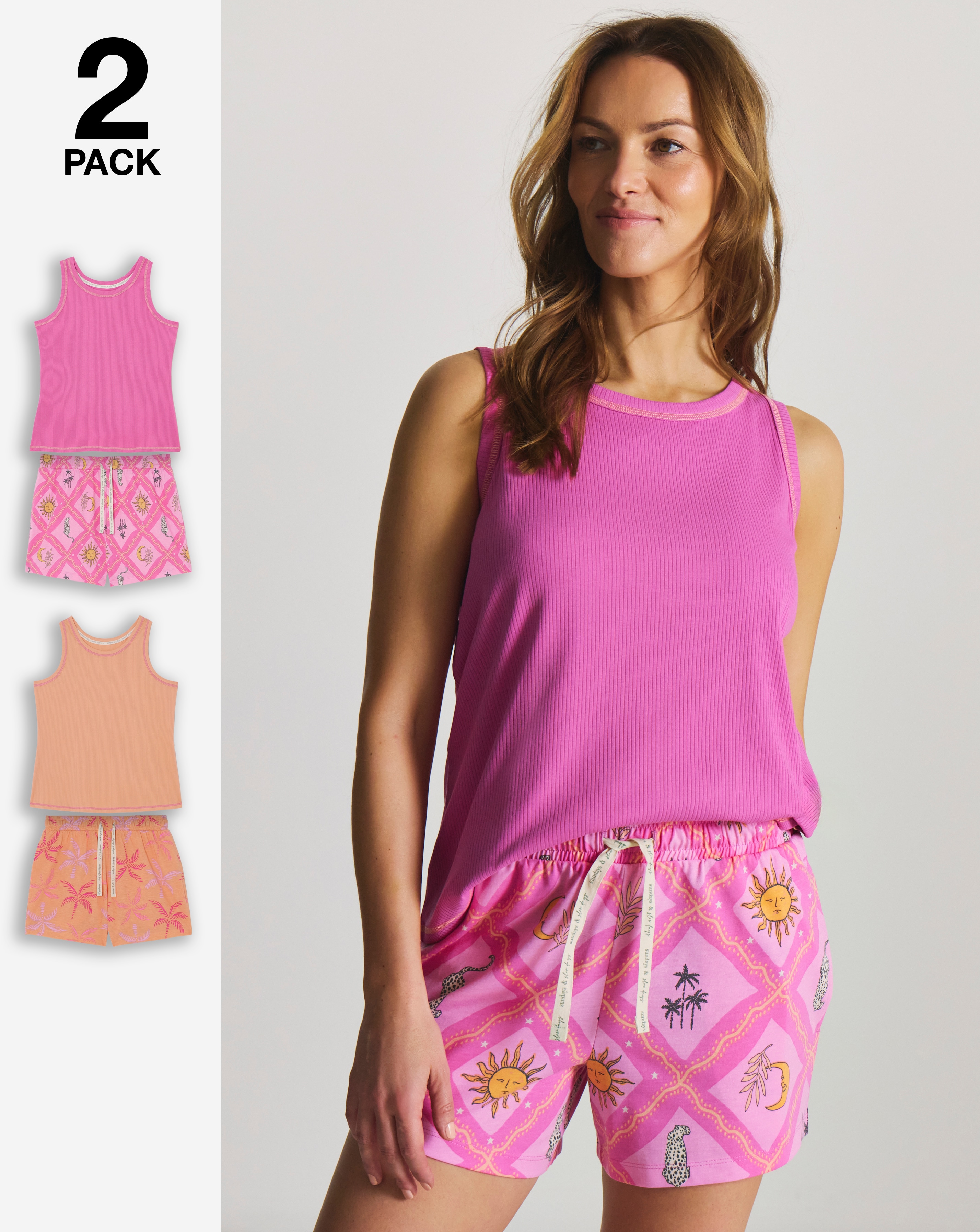 New In - Pretty Secrets 2 Pack Ribbed Shortie Set