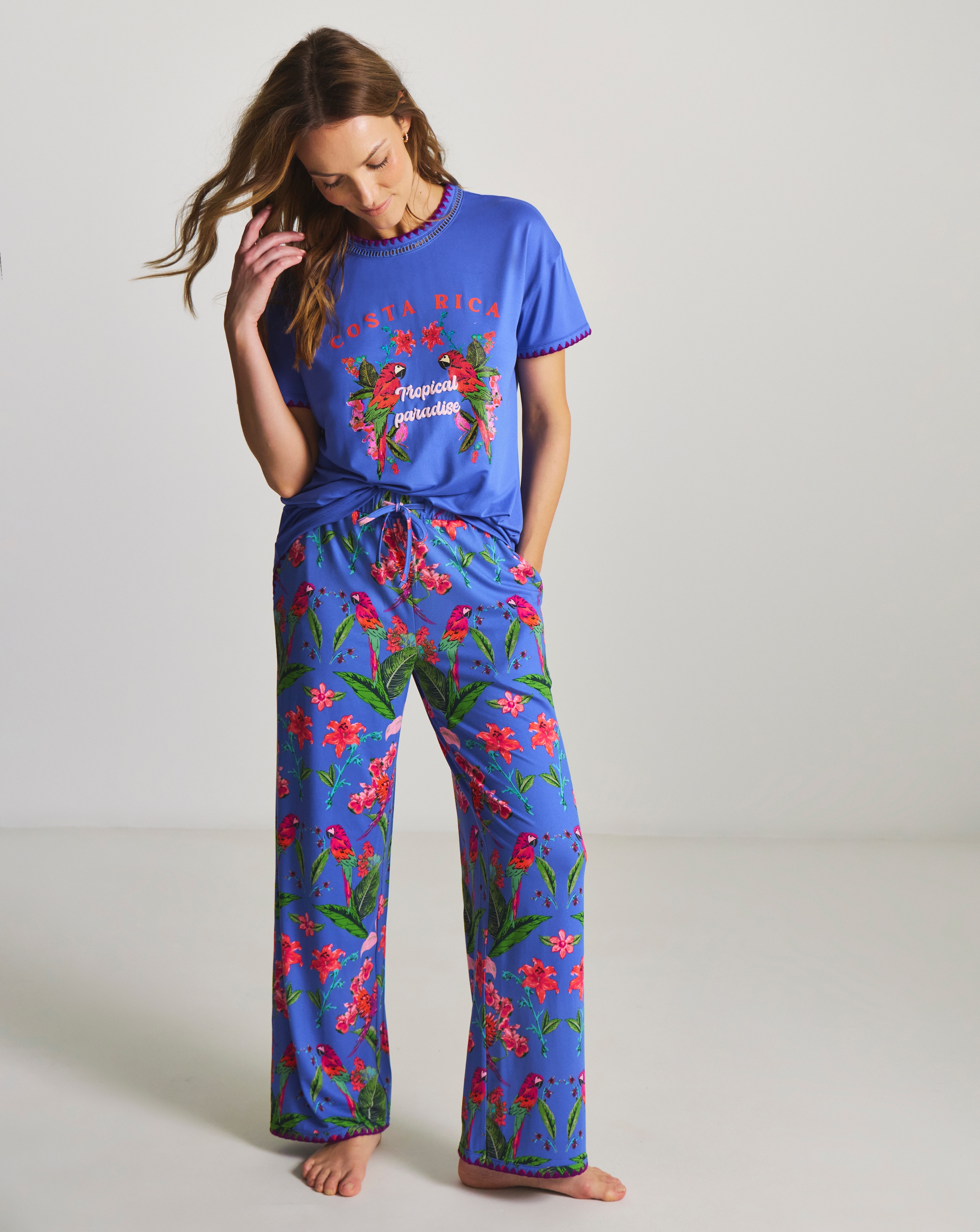 New In - Figleaves Parrot Blanket Stitch Pyjama
